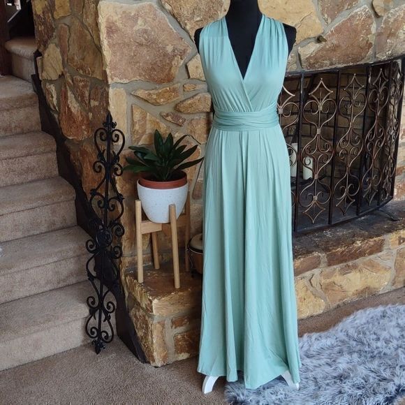 Seafoam Green Infinity Maxi Dress SzM‎ - Picture 1 of 12